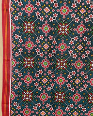 Red & Turquoise Navratan Designer Patola Dupatta - SindhoiPatolaArt