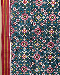 Red & Turquoise Navratan Designer Patola Dupatta - SindhoiPatolaArt