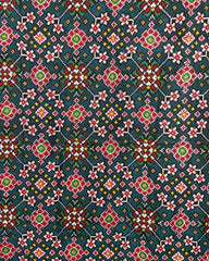 Red & Turquoise Navratan Designer Patola Dupatta - SindhoiPatolaArt
