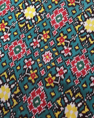 Red & Turquoise Navratan Twill Patola Saree - SindhoiPatolaArt