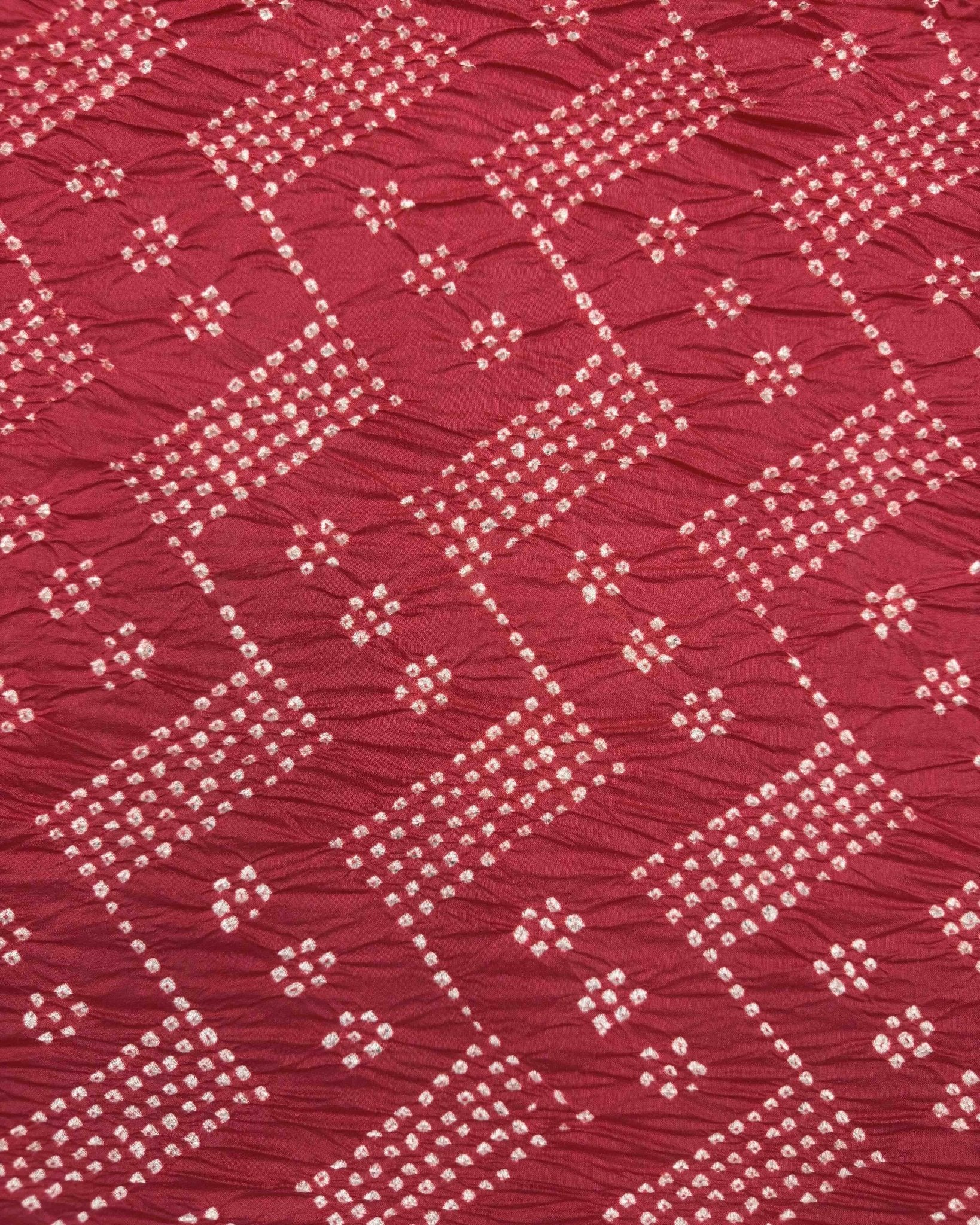 Red Tussar Silk Bandhani Saree - SindhoiPatolaArt