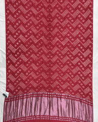 Red Tussar Silk Bandhani Saree - SindhoiPatolaArt