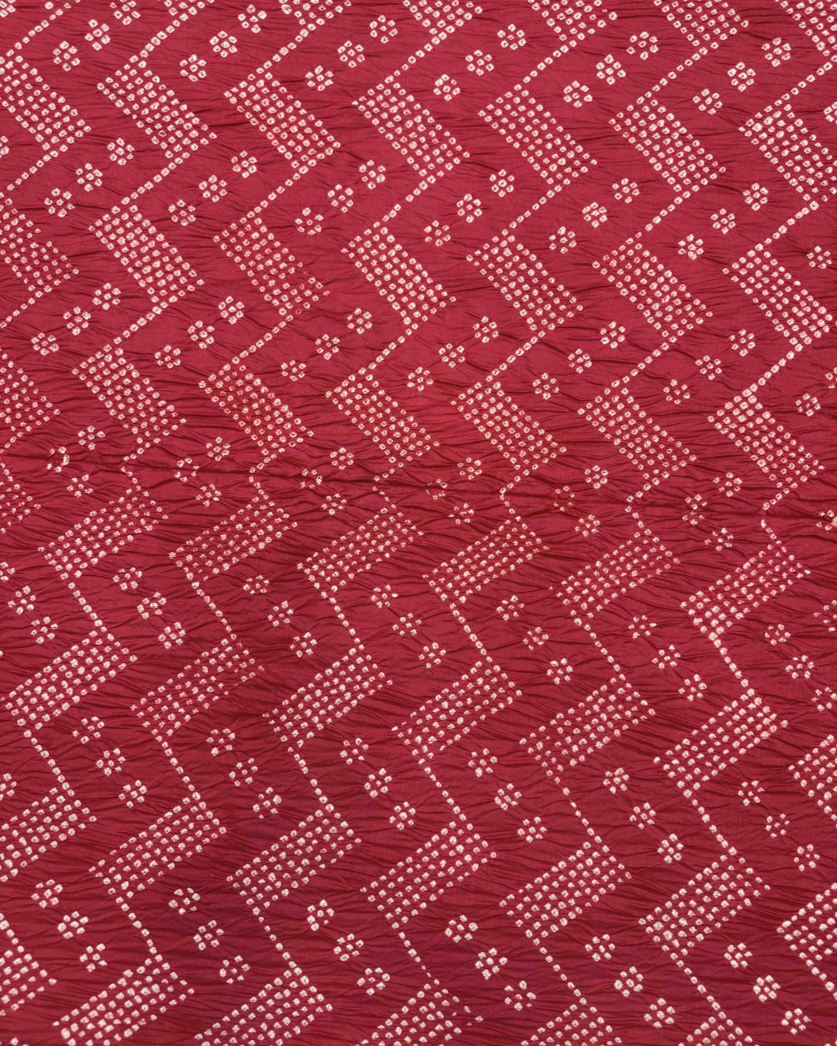 Red Tussar Silk Bandhani Saree - SindhoiPatolaArt