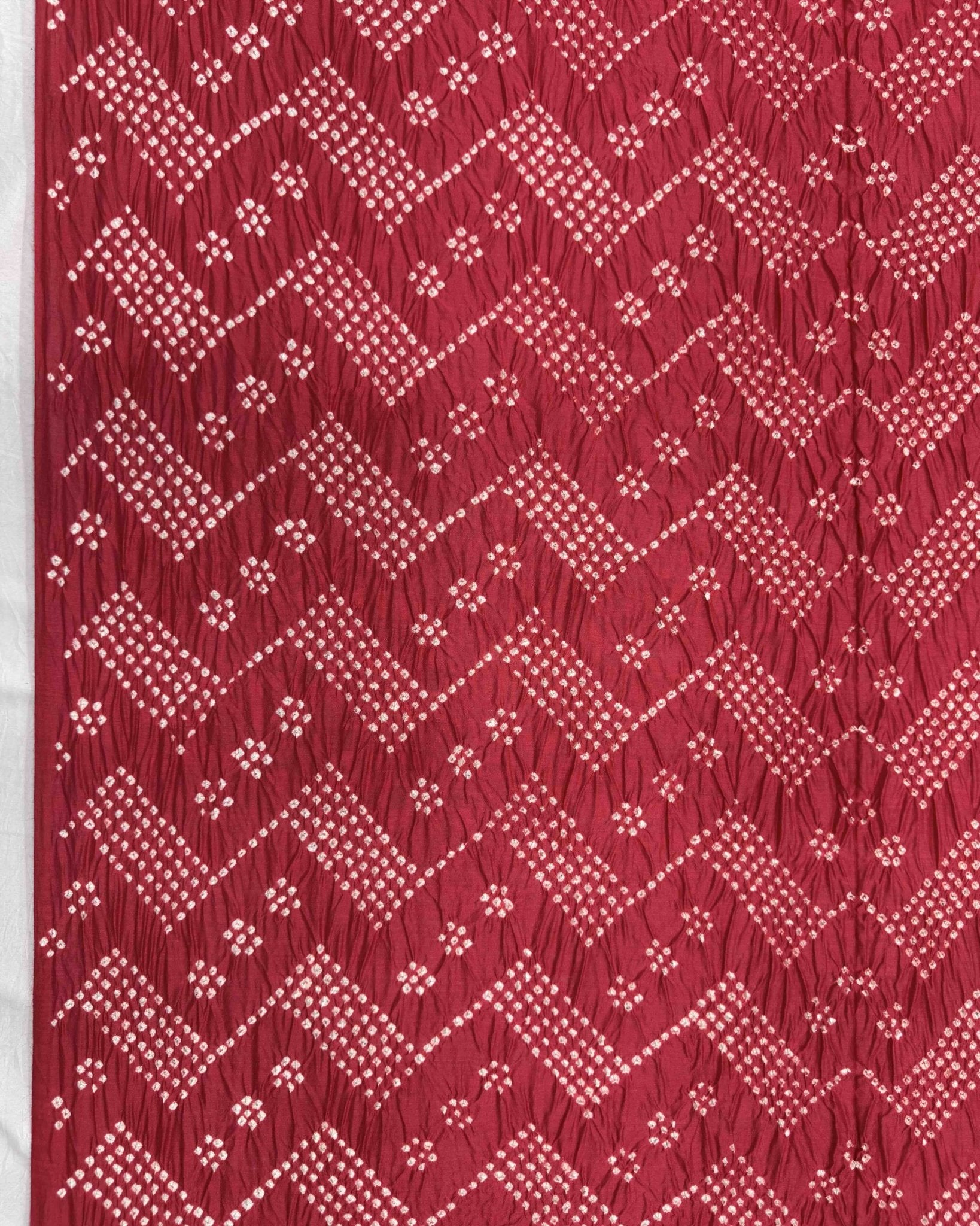 Red Tussar Silk Bandhani Saree - SindhoiPatolaArt