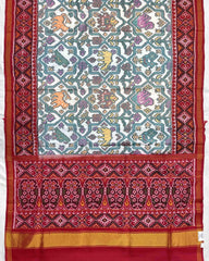 Red & White Big Figure Narikunj Designer Patola Saree - SindhoiPatolaArt