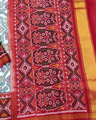 Red & White Big Figure Narikunj Designer Patola Saree - SindhoiPatolaArt
