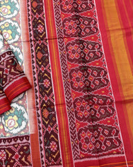 Red & White Flower Patola Saree - SindhoiPatolaArt