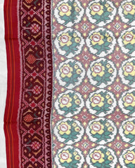 Red & White Flower Patola Saree - SindhoiPatolaArt