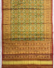Red & White Flower Tissue Patola Saree - SindhoiPatolaArt