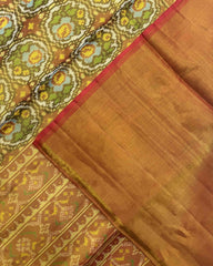 Red & White Flower Tissue Patola Saree - SindhoiPatolaArt