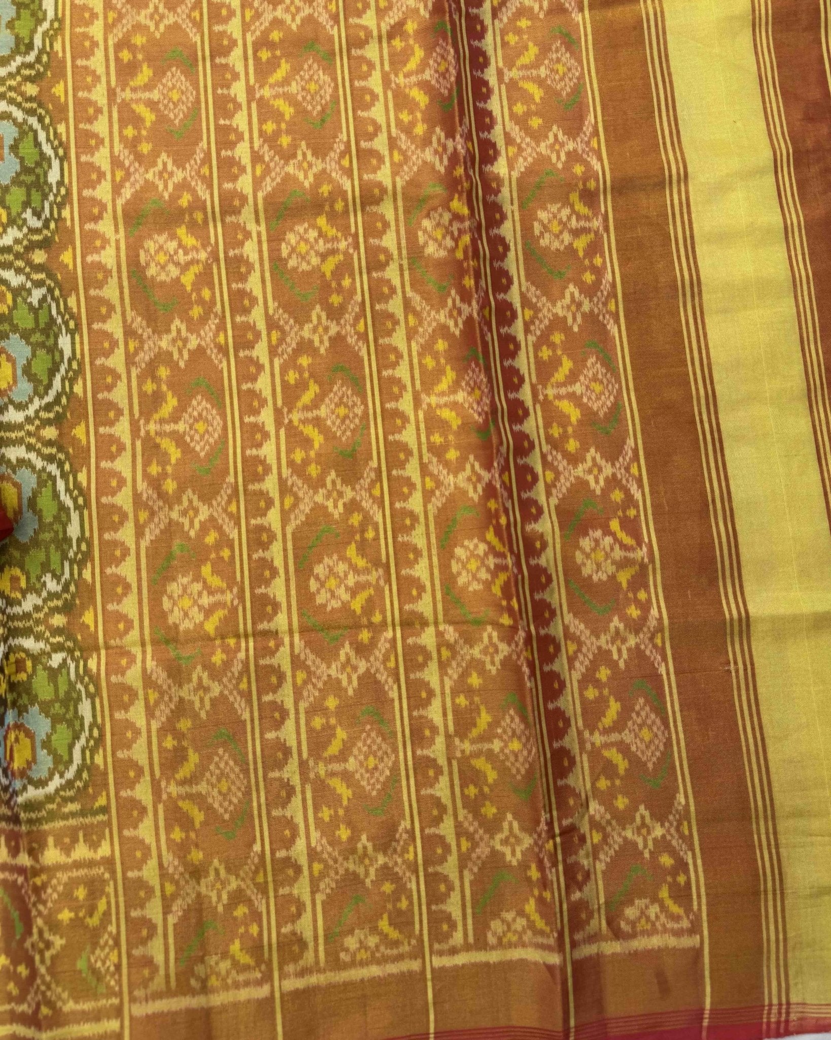 Red & White Flower Tissue Patola Saree - SindhoiPatolaArt