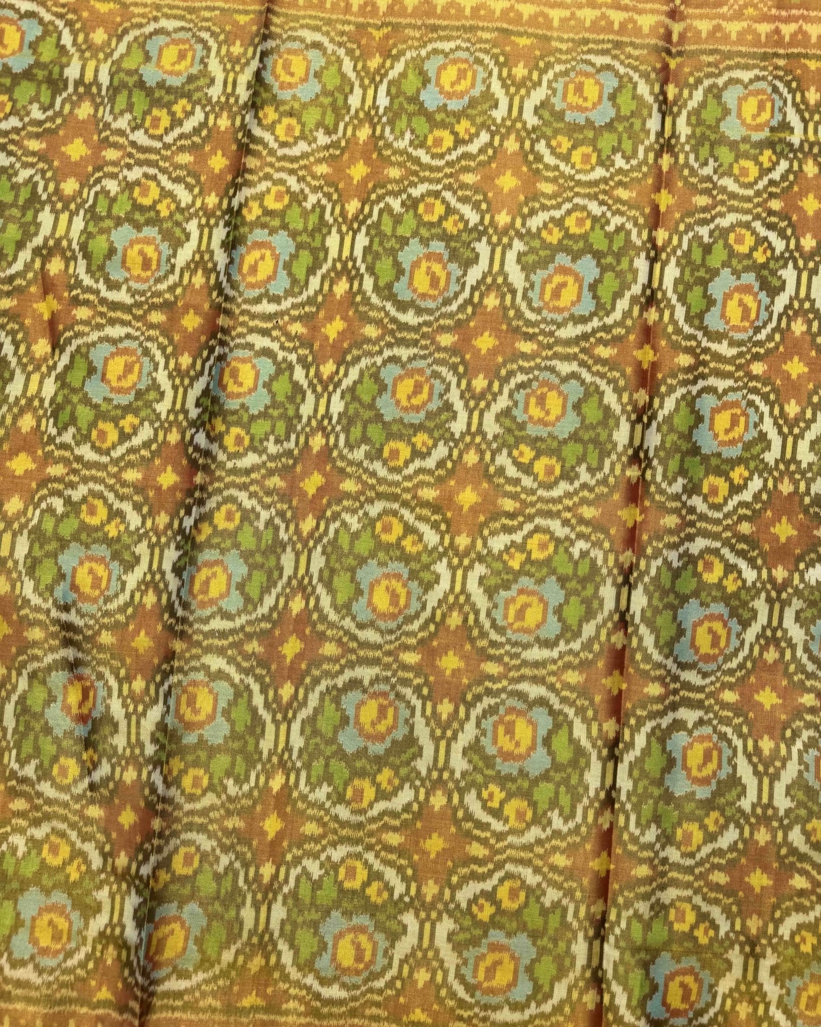 Red & White Flower Tissue Patola Saree - SindhoiPatolaArt