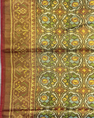 Red & White Flower Tissue Patola Saree - SindhoiPatolaArt