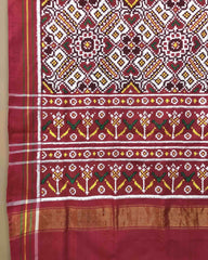 Red & White Manekchowk Patola Dupatta - SindhoiPatolaArt