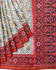 Red & White Narikunj Designer Patola Saree - SindhoiPatolaArt