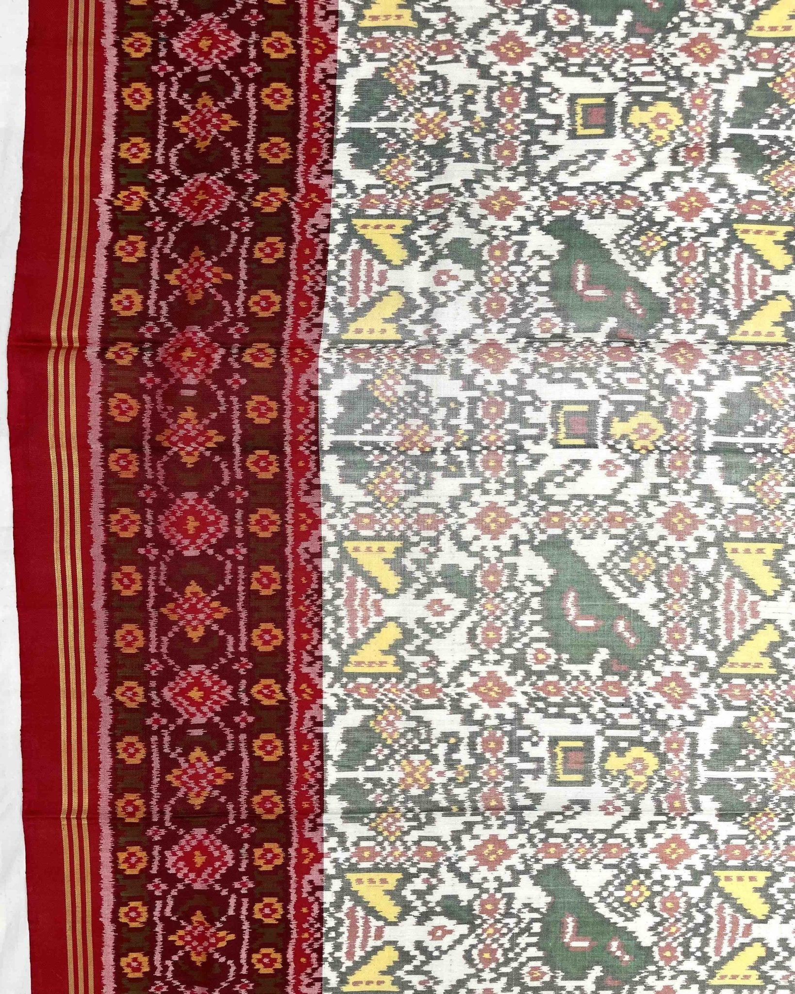 Red & White Narikunj Designer Patola Saree - SindhoiPatolaArt