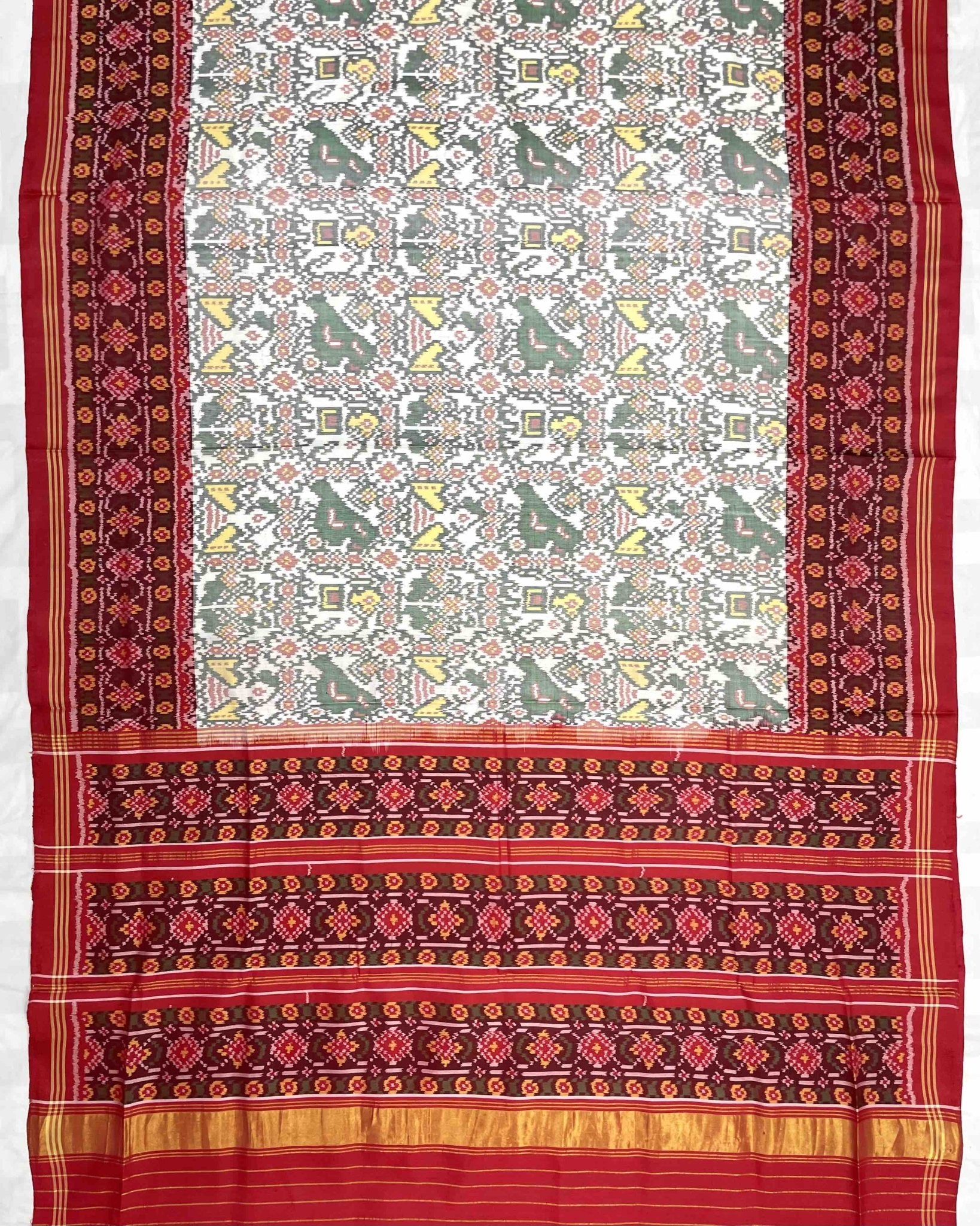 Red & White Narikunj Designer Patola Saree - SindhoiPatolaArt