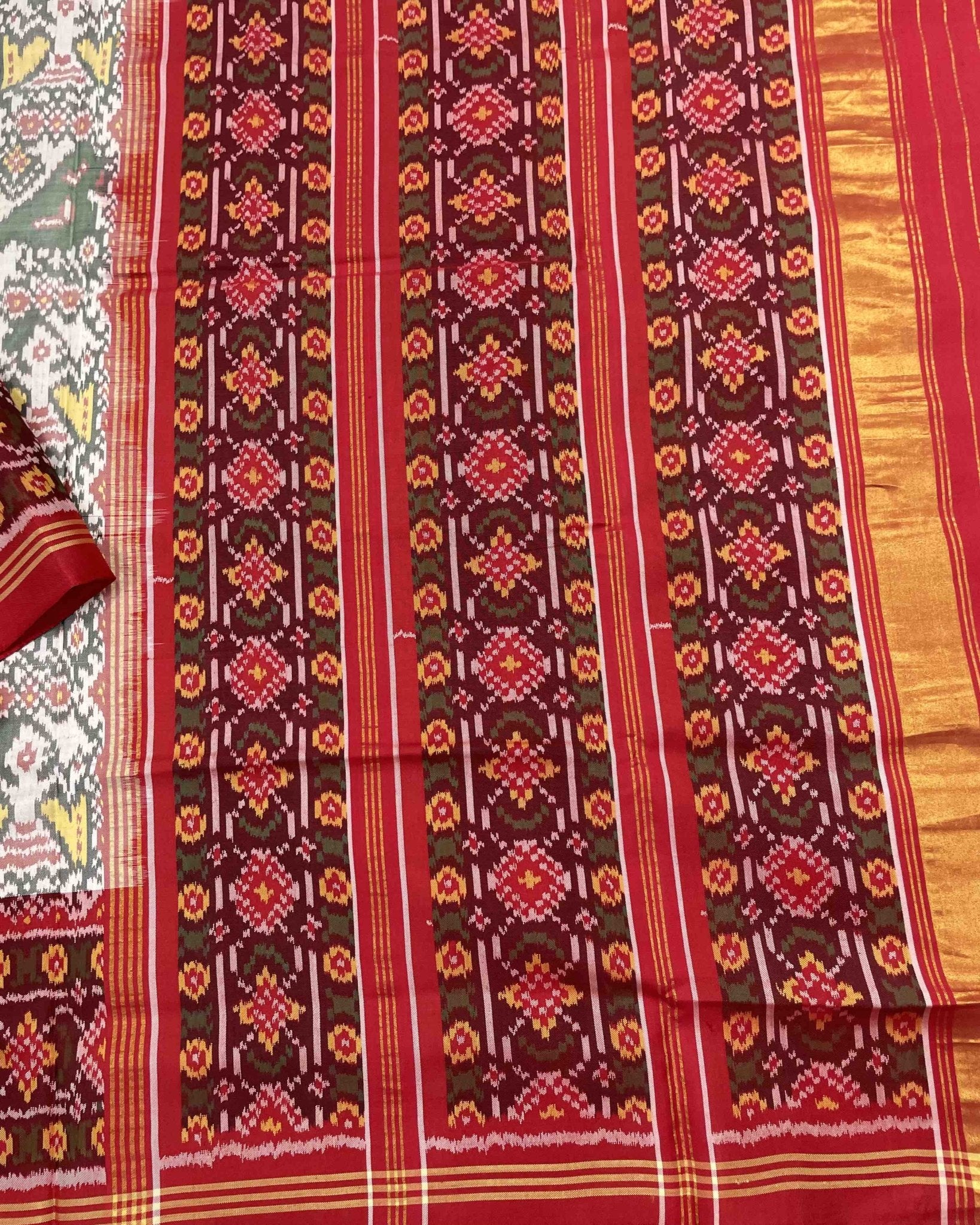 Red & White Narikunj Designer Patola Saree - SindhoiPatolaArt