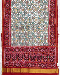 Red & White Narikunj Designer Patola Saree - SindhoiPatolaArt