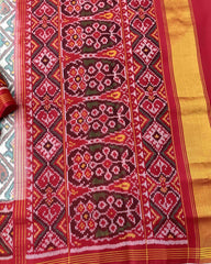 Red & White Narikunj Designer Patola Saree - SindhoiPatolaArt