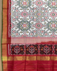 Red & White Navratan Designer Patola Dupatta - SindhoiPatolaArt