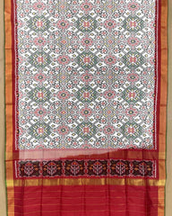 Red & White Navratan Designer Patola Dupatta - SindhoiPatolaArt