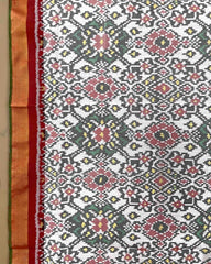 Red & White Navratan Designer Patola Dupatta - SindhoiPatolaArt