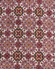 Red & White Navratan Double Ikat Patola Dupatta - SindhoiPatolaArt