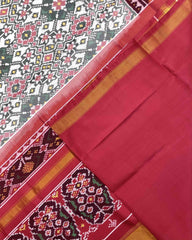 Red & White Navratan Patola Saree - SindhoiPatolaArt