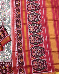 Red & White Navratan Patola Saree - SindhoiPatolaArt