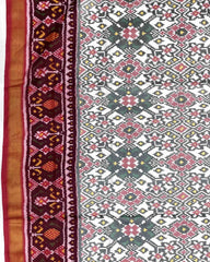 Red & White Navratan Patola Saree - SindhoiPatolaArt