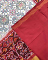 Red & White Navratan Patola Saree - SindhoiPatolaArt