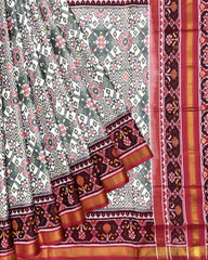 Red & White Navratan Patola Saree - SindhoiPatolaArt