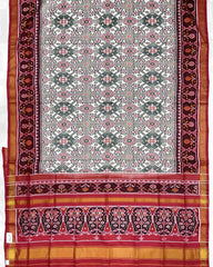 Red & White Navratan Patola Saree - SindhoiPatolaArt