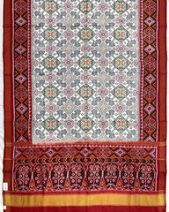 Red & White Navratan Patola Saree - SindhoiPatolaArt