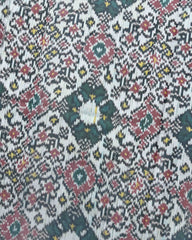 Red & White Navratan Semi Double Ikat Patola Saree - SindhoiPatolaArt