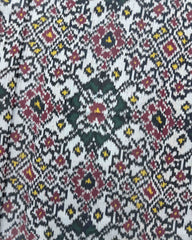 Red & White Navratan Semi Double Ikat Patola Saree - SindhoiPatolaArt