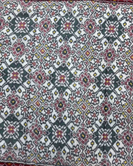 Red & White Navratan Semi Double Ikat Patola Saree - SindhoiPatolaArt