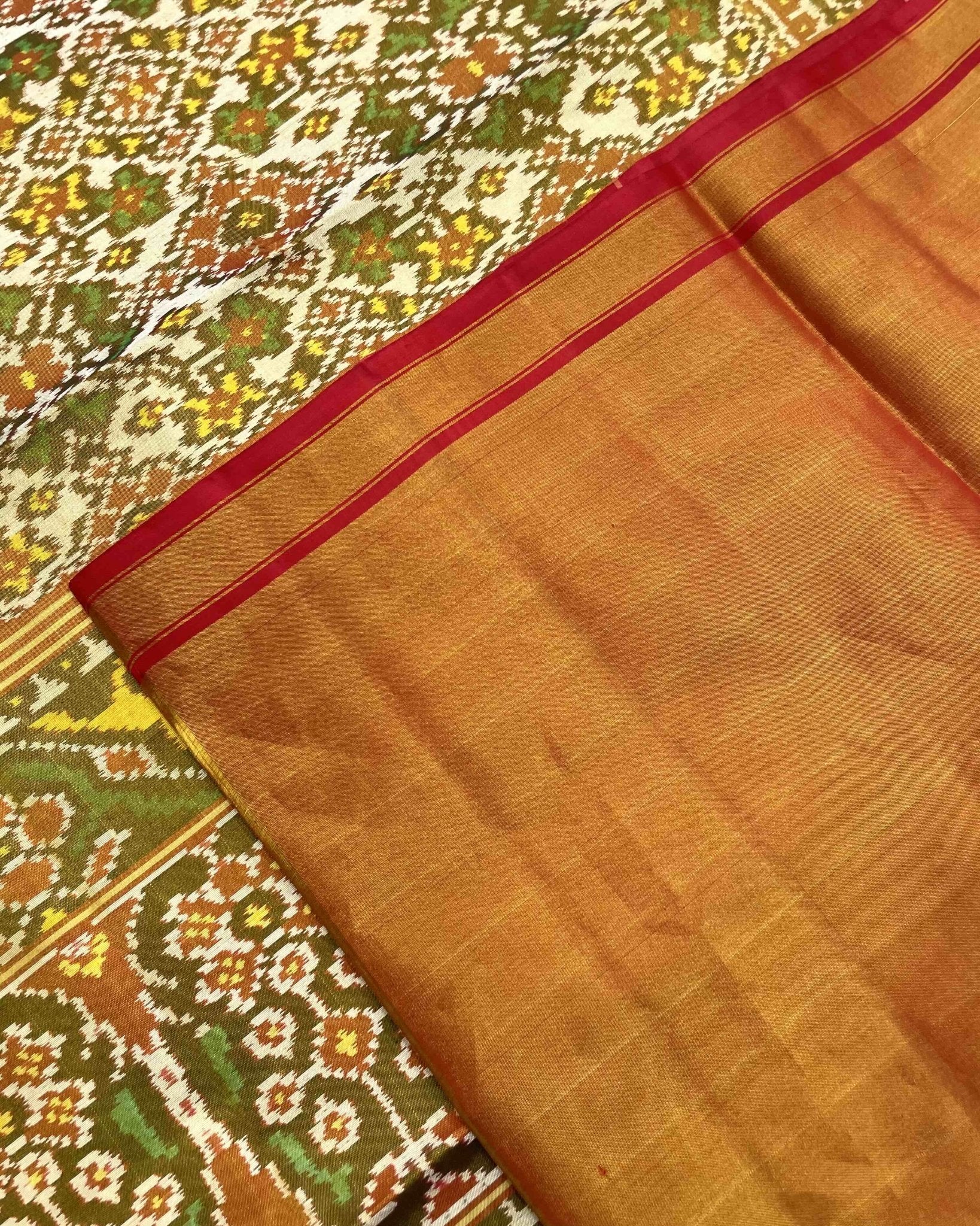 Red & White Navratan Tissue Patola Saree - SindhoiPatolaArt