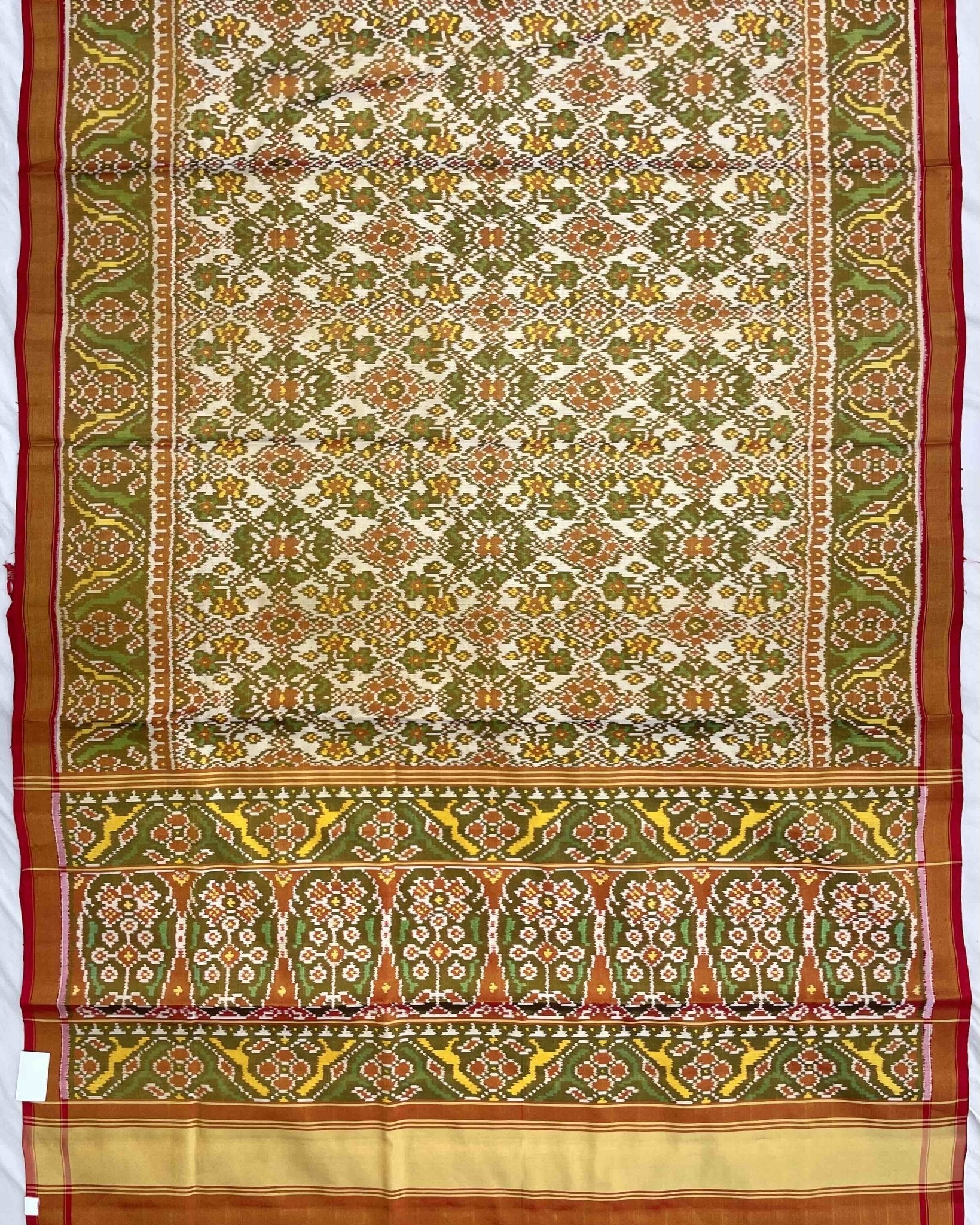 Red & White Navratan Tissue Patola Saree - SindhoiPatolaArt