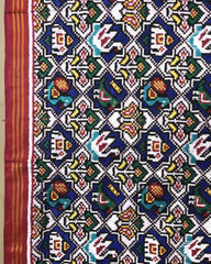 Red & White Small Narikunj Patola Dupatta - SindhoiPatolaArt