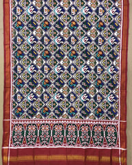 Red & White Small Narikunj Patola Dupatta - SindhoiPatolaArt
