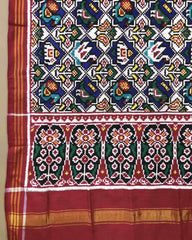 Red & White Small Narikunj Patola Dupatta - SindhoiPatolaArt