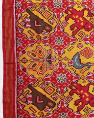 Red & Yellow Big Figure Narikunj Designer Patola Saree - SindhoiPatolaArt
