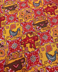 Red & Yellow Big Figure Narikunj Designer Patola Saree - SindhoiPatolaArt