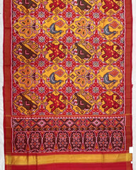 Red & Yellow Big Figure Narikunj Designer Patola Saree - SindhoiPatolaArt