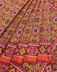 Red & Yellow Manekchowk Designer Patola Saree - SindhoiPatolaArt