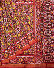 Red & Yellow Manekchowk Designer Patola Saree - SindhoiPatolaArt