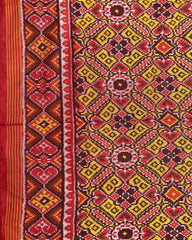 Red & Yellow Manekchowk Designer Patola Saree - SindhoiPatolaArt