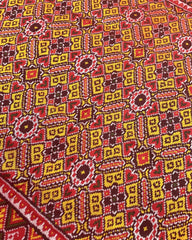 Red & Yellow Manekchowk Designer Patola Saree - SindhoiPatolaArt